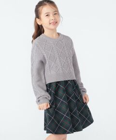 SHIPS / シップス ロング・マキシ丈ワンピース | SHIPS KIDS:100〜130cm /〈洗濯機可能〉ケーブルニット ドッキング ワンピース
