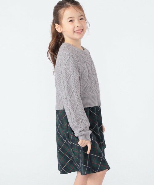 SHIPS / シップス ロング・マキシ丈ワンピース | SHIPS KIDS:100〜130cm /〈洗濯機可能〉ケーブルニット ドッキング ワンピース | 詳細2