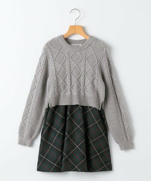 SHIPS / シップス ロング・マキシ丈ワンピース | SHIPS KIDS:100〜130cm /〈洗濯機可能〉ケーブルニット ドッキング ワンピース | 詳細11