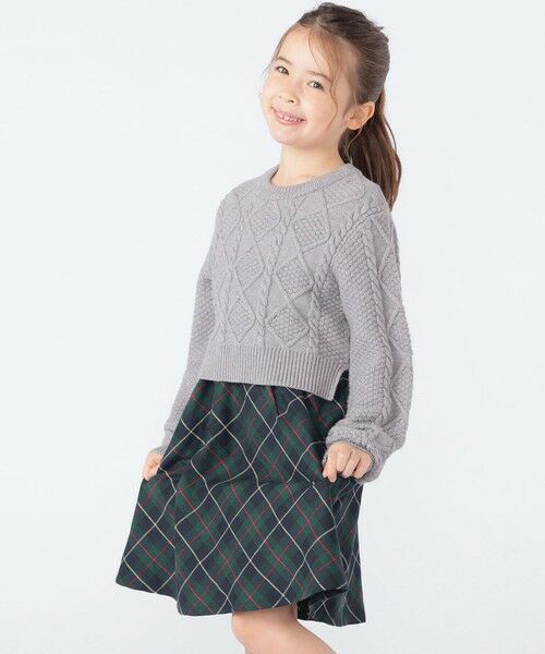 SHIPS / シップス ロング・マキシ丈ワンピース | SHIPS KIDS:100〜130cm /〈洗濯機可能〉ケーブルニット ドッキング ワンピース | 詳細3