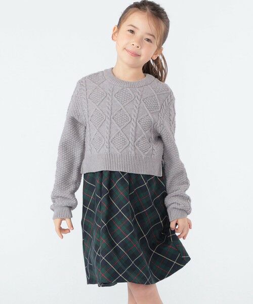 SHIPS / シップス ロング・マキシ丈ワンピース | SHIPS KIDS:100〜130cm /〈洗濯機可能〉ケーブルニット ドッキング ワンピース | 詳細4