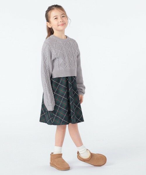SHIPS / シップス ロング・マキシ丈ワンピース | SHIPS KIDS:100〜130cm /〈洗濯機可能〉ケーブルニット ドッキング ワンピース | 詳細9