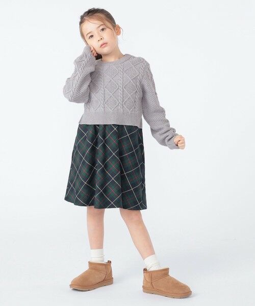 SHIPS / シップス ロング・マキシ丈ワンピース | SHIPS KIDS:100〜130cm /〈洗濯機可能〉ケーブルニット ドッキング ワンピース | 詳細10