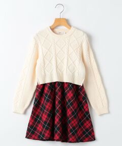 SHIPS / シップス ロング・マキシ丈ワンピース | SHIPS KIDS:140〜150cm /〈洗濯機可能〉ケーブルニット ドッキング ワンピース