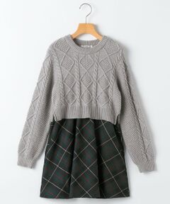 SHIPS / シップス ロング・マキシ丈ワンピース | SHIPS KIDS:140〜150cm /〈洗濯機可能〉ケーブルニット ドッキング ワンピース