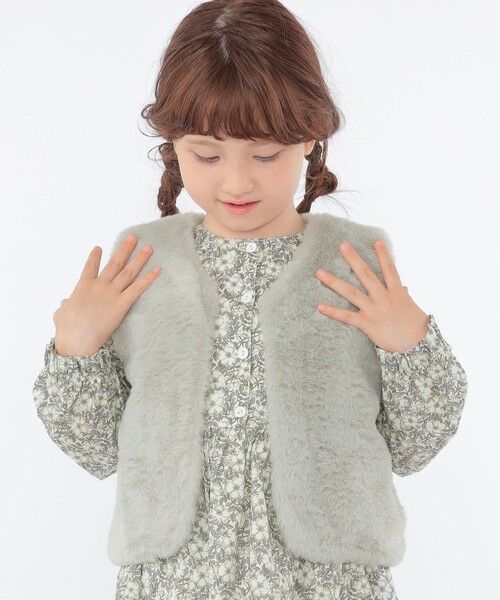 SHIPS / シップス ダウンジャケット・ベスト | SHIPS KIDS:100〜140cm / フェイクファー×リバティ ベスト | 詳細1