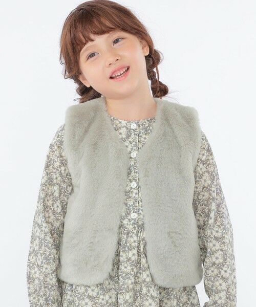 SHIPS / シップス ダウンジャケット・ベスト | SHIPS KIDS:100〜140cm / フェイクファー×リバティ ベスト | 詳細2