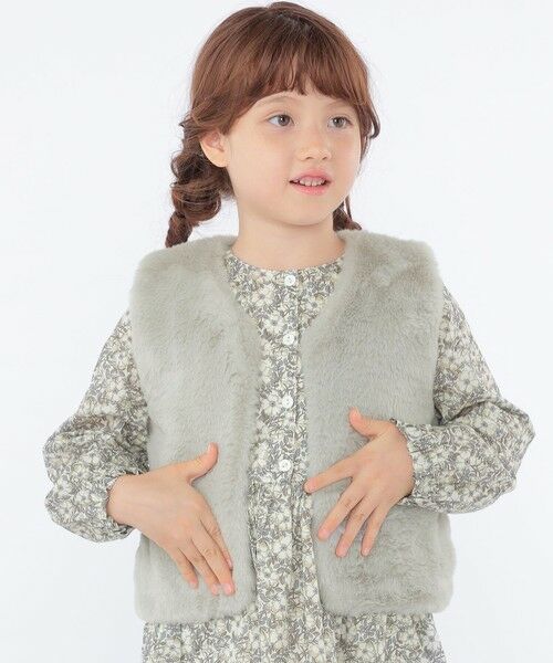 SHIPS / シップス ダウンジャケット・ベスト | SHIPS KIDS:100〜140cm / フェイクファー×リバティ ベスト | 詳細3