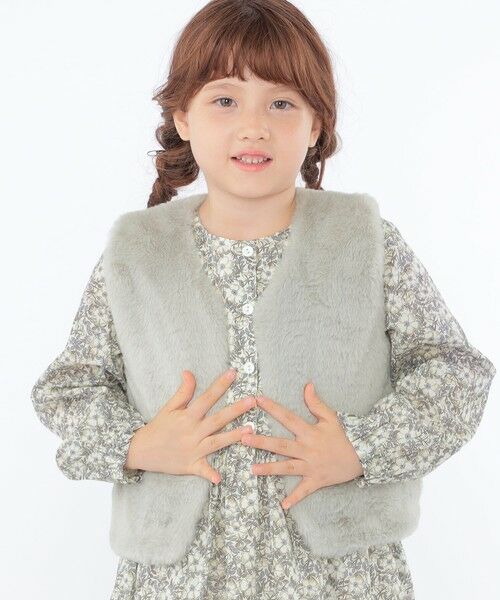 SHIPS / シップス ダウンジャケット・ベスト | SHIPS KIDS:100〜140cm / フェイクファー×リバティ ベスト | 詳細4