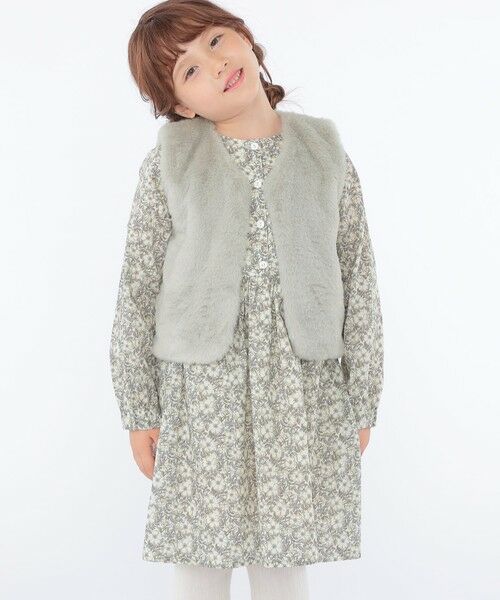 SHIPS / シップス ダウンジャケット・ベスト | SHIPS KIDS:100〜140cm / フェイクファー×リバティ ベスト | 詳細5