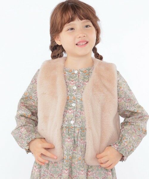 SHIPS / シップス ダウンジャケット・ベスト | SHIPS KIDS:100〜140cm / フェイクファー×リバティ ベスト | 詳細30