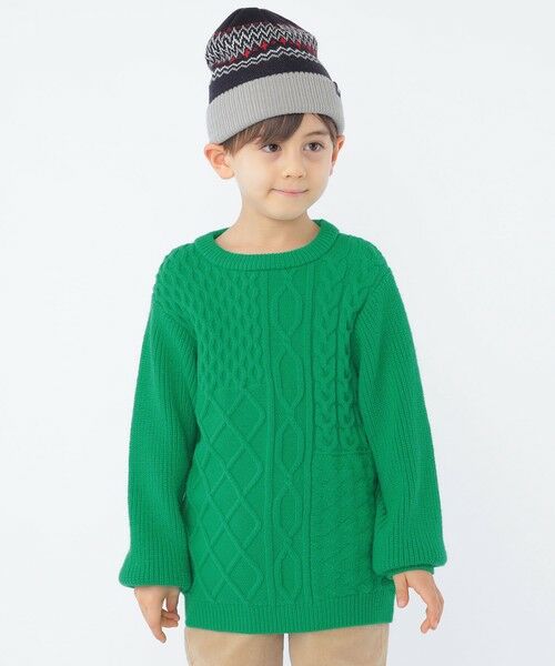 SHIPS / シップス シャツ・ブラウス | SHIPS KIDS:100〜130cm /〈手洗い可能〉ケーブル ニット(グリーン)