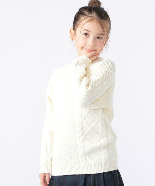 SHIPS / シップス ニット・セーター | SHIPS KIDS:100〜130cm /〈洗濯機可能〉ケーブル ニット | 詳細1