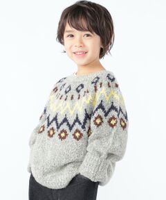 SHIPS KIDS:100〜130cm /〈洗濯機可能〉フェアアイル柄 ニット