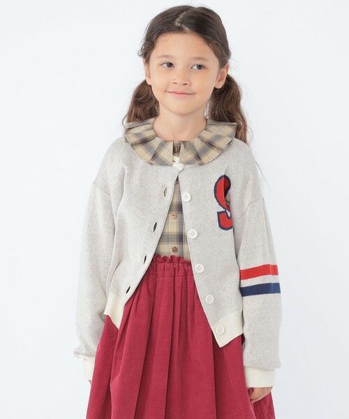 SHIPS / シップス カーディガン・ボレロ | SHIPS KIDS:100〜130cm /〈手洗い可能〉ジャカード レタード カーディガン | 詳細1