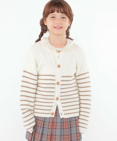 SHIPS / シップス カーディガン・ボレロ | SHIPS KIDS:100〜125cm /〈洗濯機可能〉ボーダー カーディガン | 詳細1