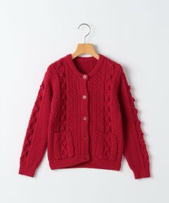 SHIPS / シップス カーディガン・ボレロ | SHIPS KIDS:80〜90cm /〈洗濯機可能〉ケーブル ニット ポンポン カーディガン