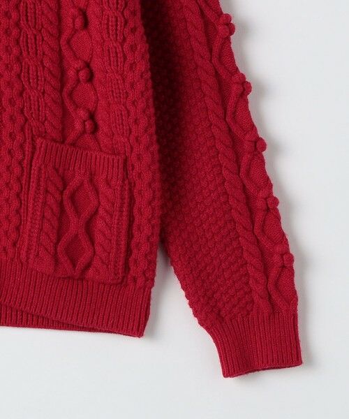 SHIPS / シップス カーディガン・ボレロ | SHIPS KIDS:80〜90cm /〈洗濯機可能〉ケーブル ニット ポンポン カーディガン | 詳細4