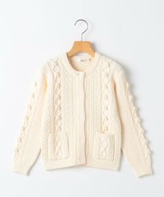 SHIPS / シップス カーディガン・ボレロ | SHIPS KIDS:100〜130cm /〈洗濯機可能〉ケーブル ニット ポンポン カーディガン