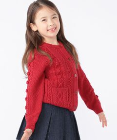 SHIPS / シップス カーディガン・ボレロ | SHIPS KIDS:100〜130cm /〈洗濯機可能〉ケーブル ニット ポンポン カーディガン