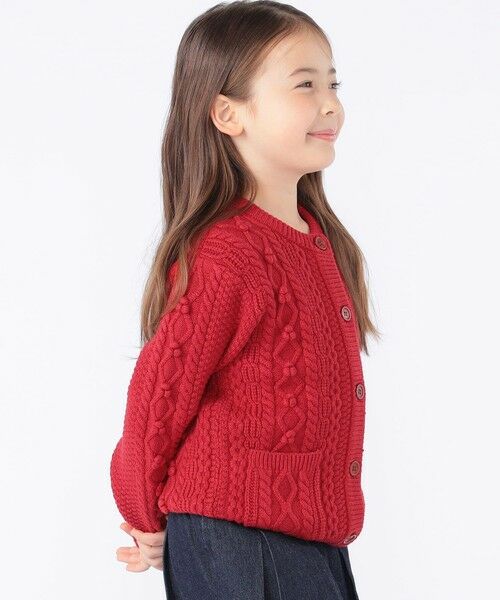 SHIPS / シップス カーディガン・ボレロ | SHIPS KIDS:100〜130cm /〈洗濯機可能〉ケーブル ニット ポンポン カーディガン | 詳細3