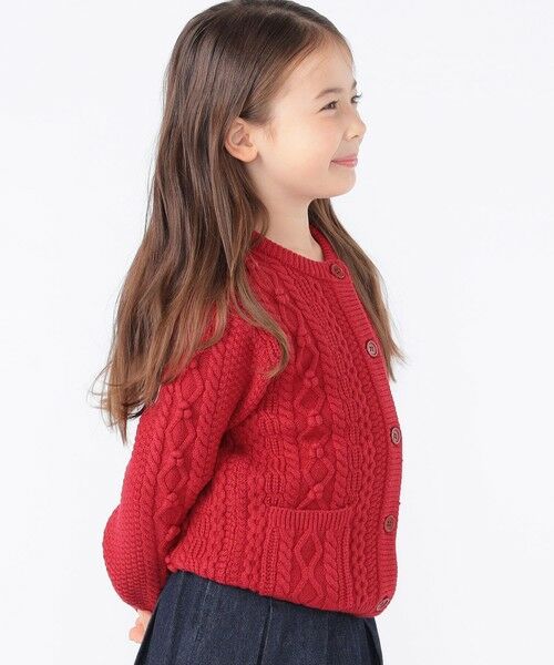 SHIPS / シップス カーディガン・ボレロ | SHIPS KIDS:100〜130cm /〈洗濯機可能〉ケーブル ニット ポンポン カーディガン | 詳細5