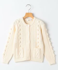 SHIPS / シップス カーディガン・ボレロ | SHIPS KIDS:140〜150cm /〈洗濯機可能〉ケーブル ニット ポンポン カーディガン