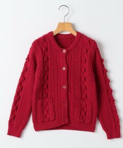SHIPS / シップス カーディガン・ボレロ | SHIPS KIDS:140〜150cm /〈洗濯機可能〉ケーブル ニット ポンポン カーディガン