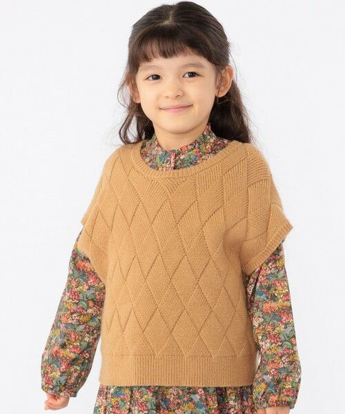 SHIPS / シップス ベスト | SHIPS KIDS:100〜140cm /〈手洗い可能〉ジャカード ベスト(ベージュ)