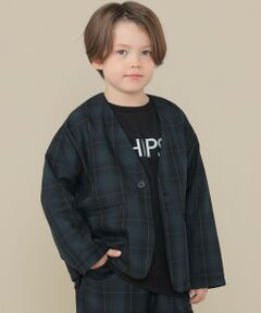 SHIPS / シップス ノーカラージャケット | SHIPS KIDS:100〜130cm / 50th ANNIV チェック ノーカラー ジャケット