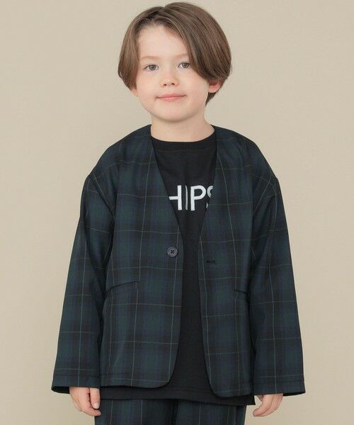 SHIPS / シップス ノーカラージャケット | SHIPS KIDS:100〜130cm / 50th ANNIV セレモニー チェック ノーカラー ジャケット | 詳細1