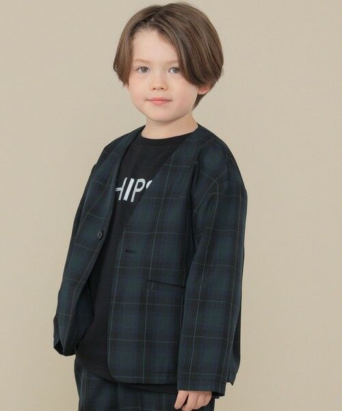 SHIPS / シップス ノーカラージャケット | SHIPS KIDS:100〜130cm / 50th ANNIV セレモニー チェック ノーカラー ジャケット | 詳細2