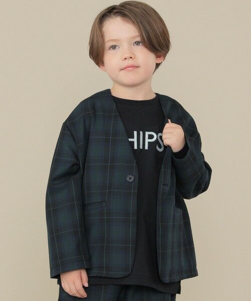 SHIPS / シップス ノーカラージャケット | SHIPS KIDS:100〜130cm / 50th ANNIV セレモニー チェック ノーカラー ジャケット | 詳細3