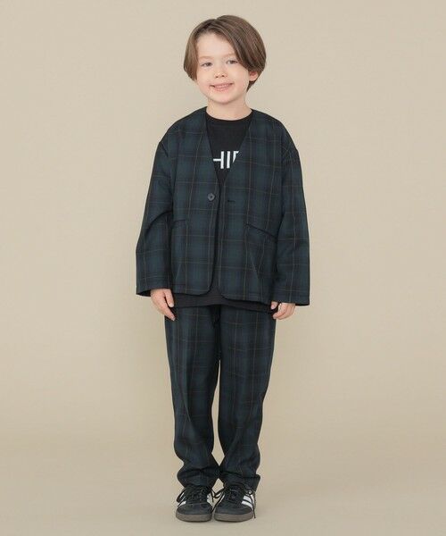 SHIPS / シップス ノーカラージャケット | SHIPS KIDS:100〜130cm / 50th ANNIV セレモニー チェック ノーカラー ジャケット | 詳細4