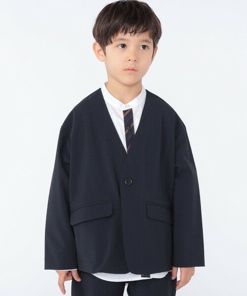 SHIPS / シップス ナイロンジャケット | SHIPS KIDS:100〜130cm /〈多機能〉ネイビー ノーラペル ジャケット | 詳細1