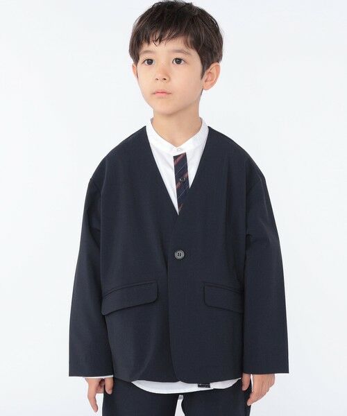 SHIPS / シップス ナイロンジャケット | SHIPS KIDS:100〜130cm /〈多機能〉ネイビー ノーラペル ジャケット(ネイビー)