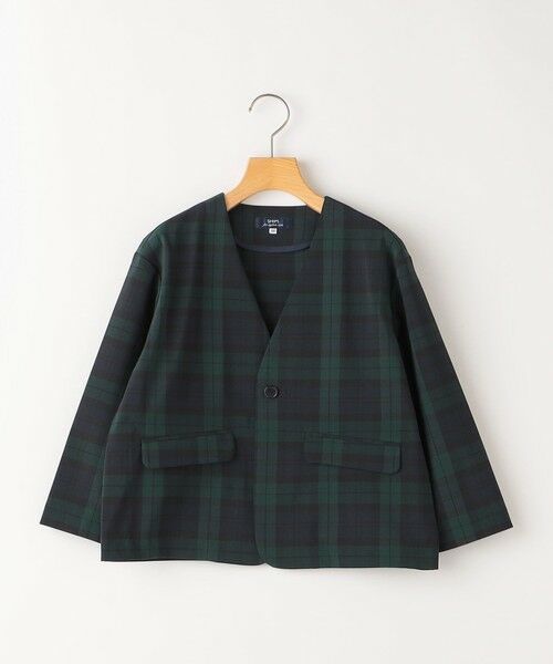 SHIPS / シップス ナイロンジャケット | SHIPS KIDS:100〜130cm /〈多機能〉ブラックウォッチ ノーラペル ジャケット | 詳細4