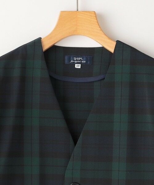 SHIPS / シップス ナイロンジャケット | SHIPS KIDS:100〜130cm /〈多機能〉ブラックウォッチ ノーラペル ジャケット | 詳細6