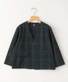 SHIPS / シップス ナイロンジャケット | SHIPS KIDS:145〜160cm /〈多機能〉ブラックウォッチ ノーラペル ジャケット