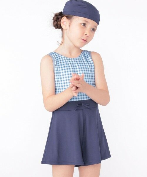 SHIPS / シップス 水着・スイムグッズ | SHIPS KIDS:90〜130cm / ギンガムチェック 無地 スイム ワンピース | 詳細1