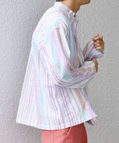 SHIPS / シップス シャツ・ブラウス | SHIPS any: BEZ TEXTILE マルチカラー ストライプ / ソリッド  スタンドカラー シャツ◇