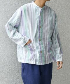 SHIPS / シップス シャツ・ブラウス | SHIPS any: BEZ TEXTILE マルチカラー ストライプ / ソリッド  スタンドカラー シャツ◇