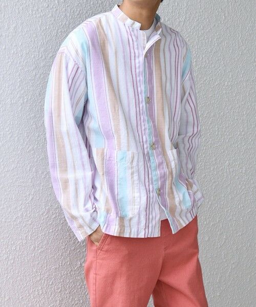 SHIPS / シップス シャツ・ブラウス | SHIPS any: BEZ TEXTILE マルチカラー ストライプ / ソリッド  スタンドカラー シャツ◇ | 詳細12