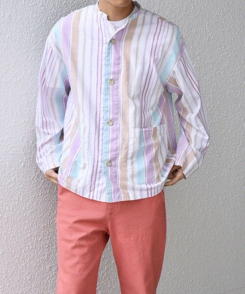 SHIPS / シップス シャツ・ブラウス | SHIPS any: BEZ TEXTILE マルチカラー ストライプ / ソリッド  スタンドカラー シャツ◇ | 詳細10