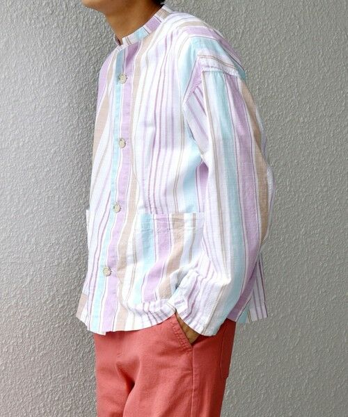 SHIPS / シップス シャツ・ブラウス | SHIPS any: BEZ TEXTILE マルチカラー ストライプ / ソリッド  スタンドカラー シャツ◇ | 詳細11
