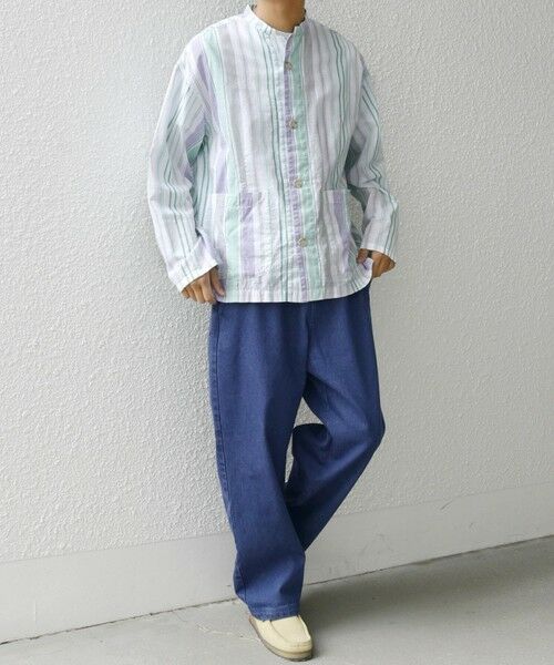 SHIPS / シップス シャツ・ブラウス | SHIPS any: BEZ TEXTILE マルチカラー ストライプ / ソリッド  スタンドカラー シャツ◇ | 詳細15