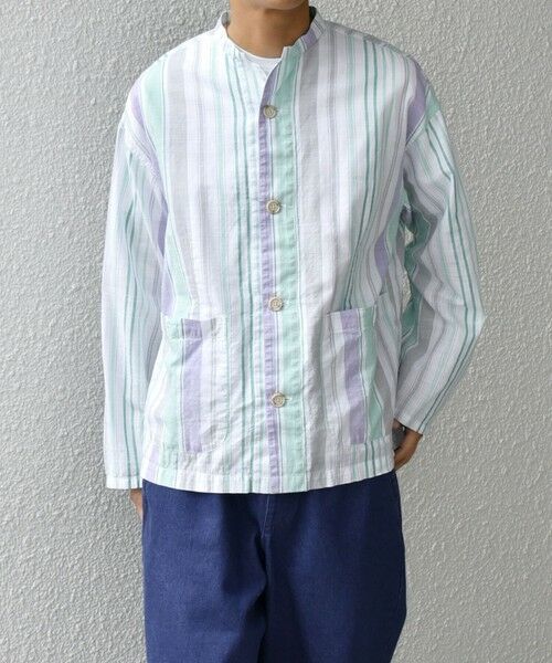 SHIPS / シップス シャツ・ブラウス | SHIPS any: BEZ TEXTILE マルチカラー ストライプ / ソリッド  スタンドカラー シャツ◇ | 詳細17