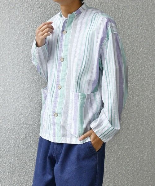 SHIPS / シップス シャツ・ブラウス | SHIPS any: BEZ TEXTILE マルチカラー ストライプ / ソリッド  スタンドカラー シャツ◇ | 詳細18