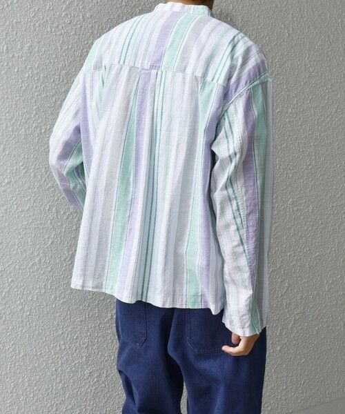 SHIPS / シップス シャツ・ブラウス | SHIPS any: BEZ TEXTILE マルチカラー ストライプ / ソリッド  スタンドカラー シャツ◇ | 詳細19