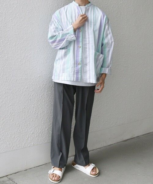 SHIPS / シップス シャツ・ブラウス | SHIPS any: BEZ TEXTILE マルチカラー ストライプ / ソリッド  スタンドカラー シャツ◇ | 詳細29